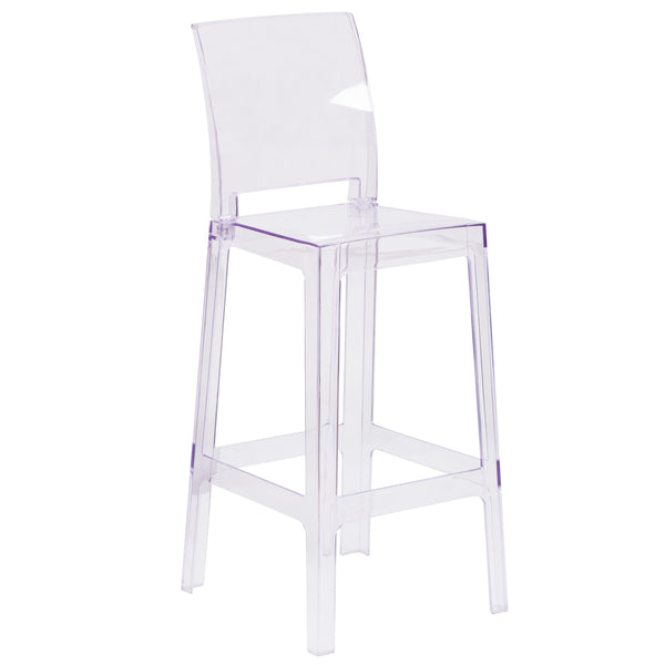 Ghost Barstool with Square Back in Transparent Crystal - Wedding Chairs