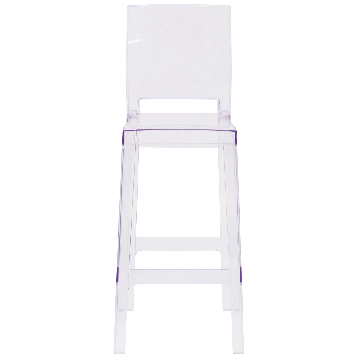 Ghost Barstool with Square Back in Transparent Crystal - Wedding Chairs