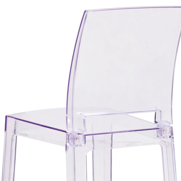 Ghost Barstool with Square Back in Transparent Crystal - Wedding Chairs