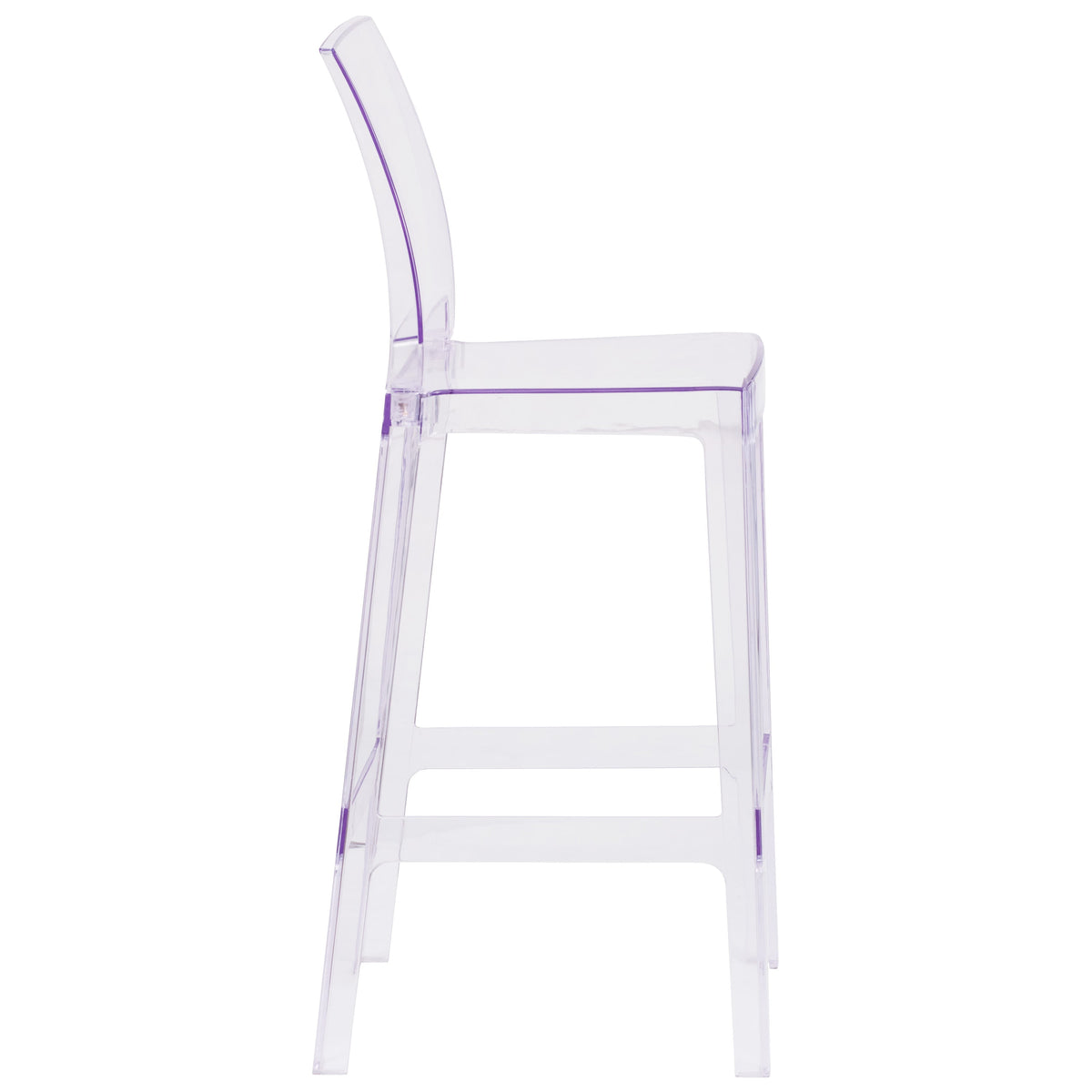 Ghost Barstool with Square Back in Transparent Crystal - Wedding Chairs