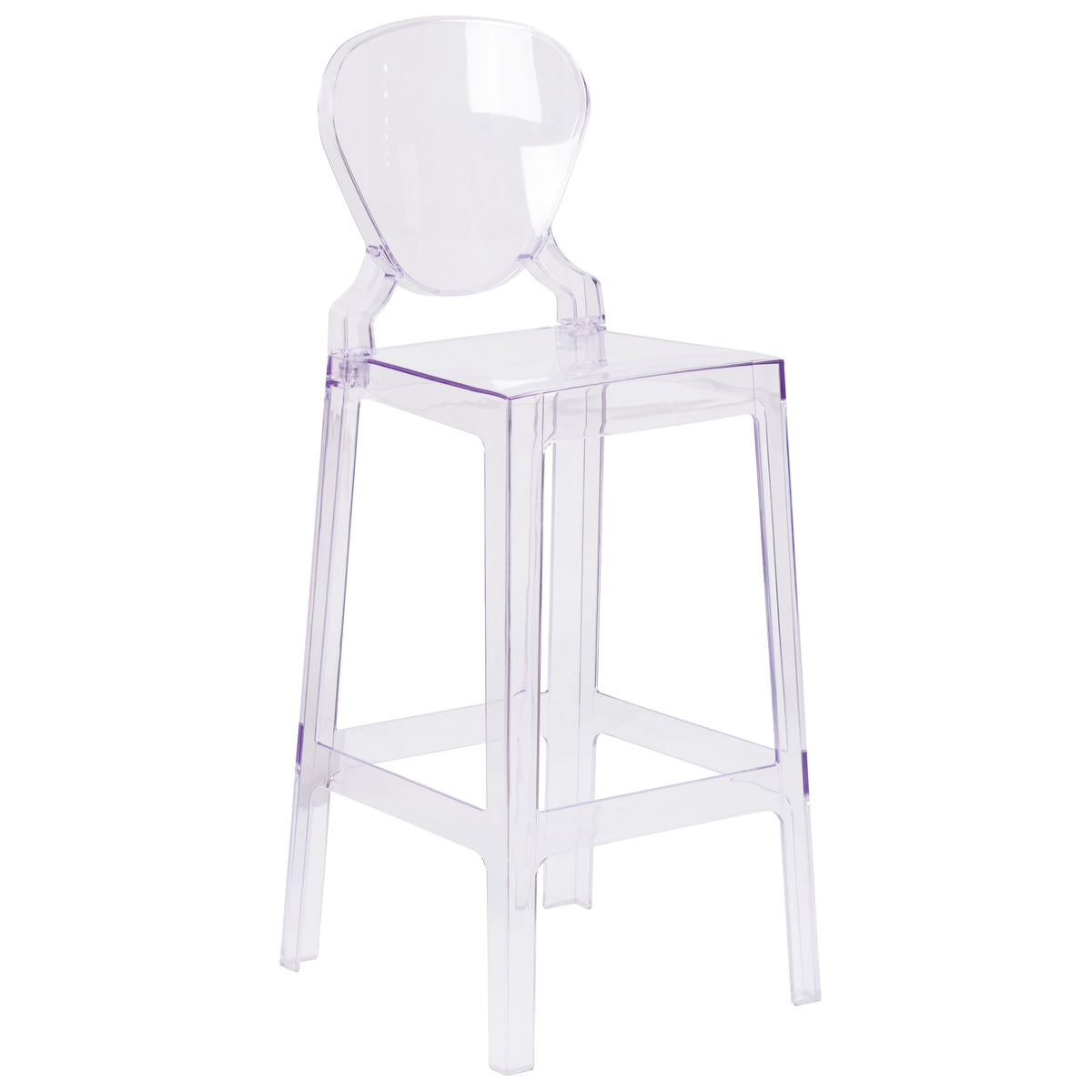 Ghost Barstool with Tear Back in Transparent Crystal - Wedding Chairs