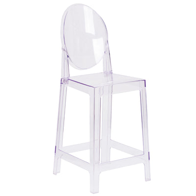 Ghost Counter Stool in Transparent Crystal with Oval Back