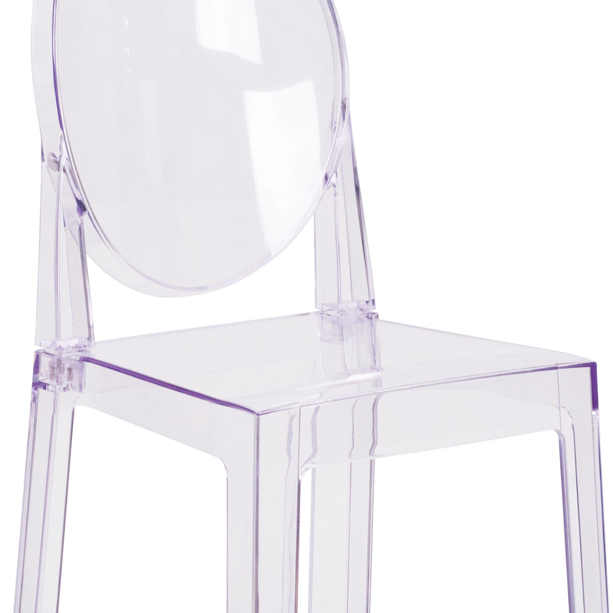 Ghost Counter Stool with Oval Back in Transparent Crystal - Wedding Chairs