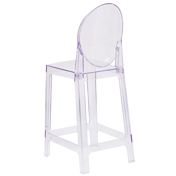 Ghost Counter Stool with Oval Back in Transparent Crystal - Wedding Chairs