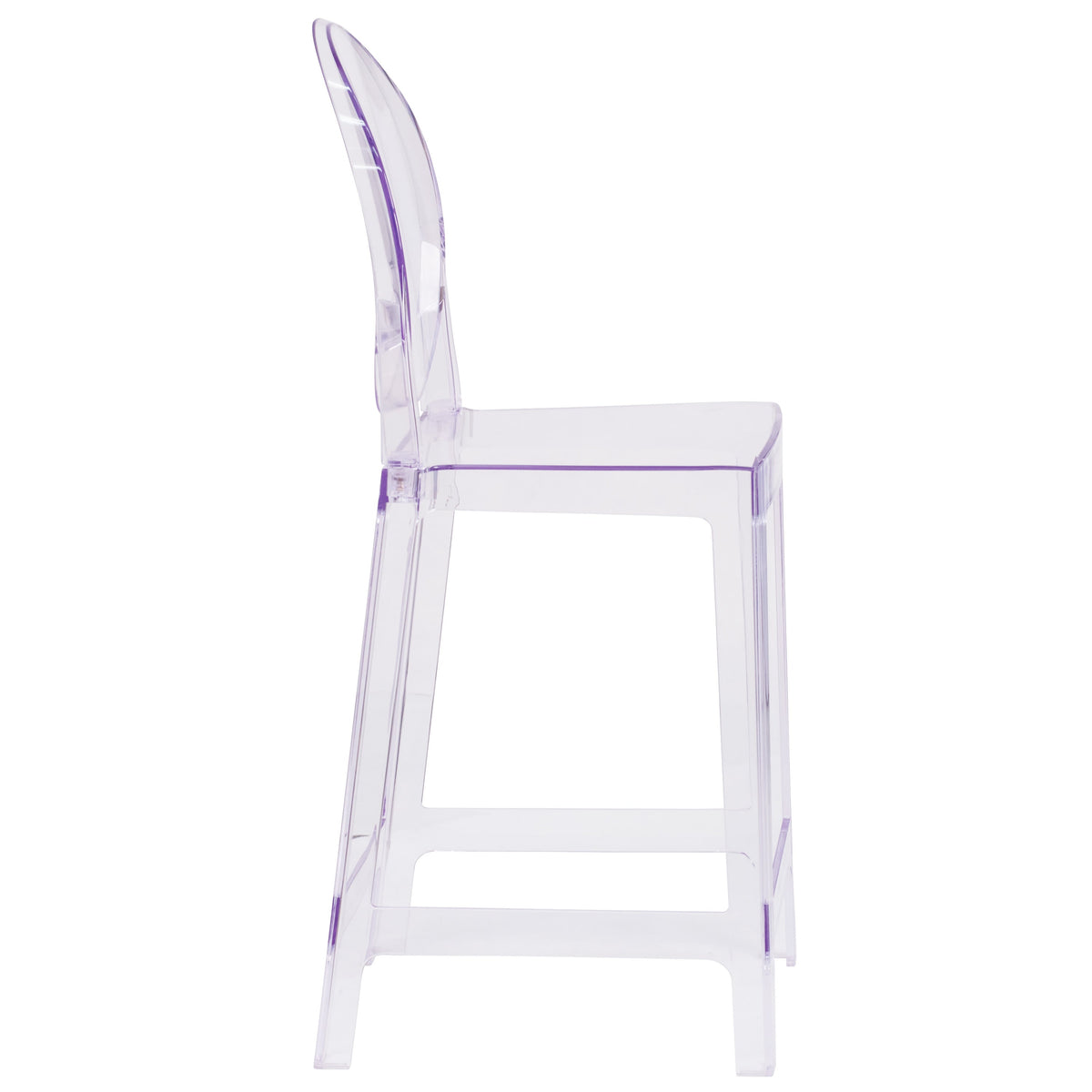 Ghost Counter Stool with Oval Back in Transparent Crystal - Wedding Chairs