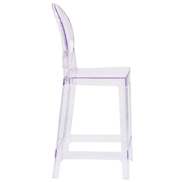 Ghost Counter Stool with Oval Back in Transparent Crystal - Wedding Chairs