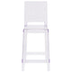 Ghost Counter Stool with Square Back in Transparent Crystal - Wedding Chairs