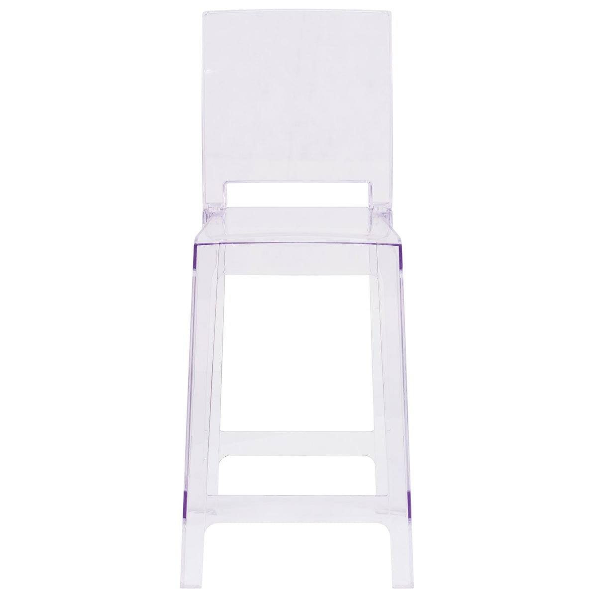 Ghost Counter Stool with Square Back in Transparent Crystal - Wedding Chairs