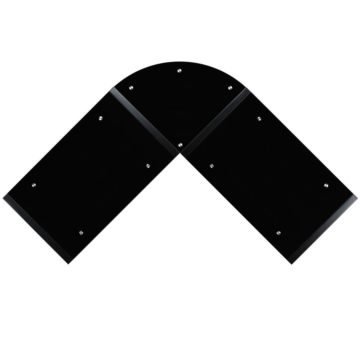 Black Top/Cherry Frame |#| Black Glass L-Shape Corner Computer Desk with Pull-Out Keyboard Tray