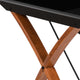 Black Top/Cherry Frame |#| Black Glass L-Shape Corner Computer Desk with Pull-Out Keyboard Tray