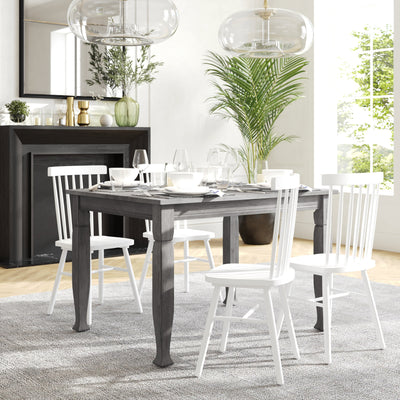 Grace Solid Wood Dining Table with Turned Wooden Legs, Commercial Grade Heavy Duty Rectangle Wood Table for 4 - View 2