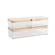 Clear/Light Natural Paulownia Top |#| Premium Clear Plastic Storage Boxes with Lt Natural Paulownia Wood Lids-3 Pack