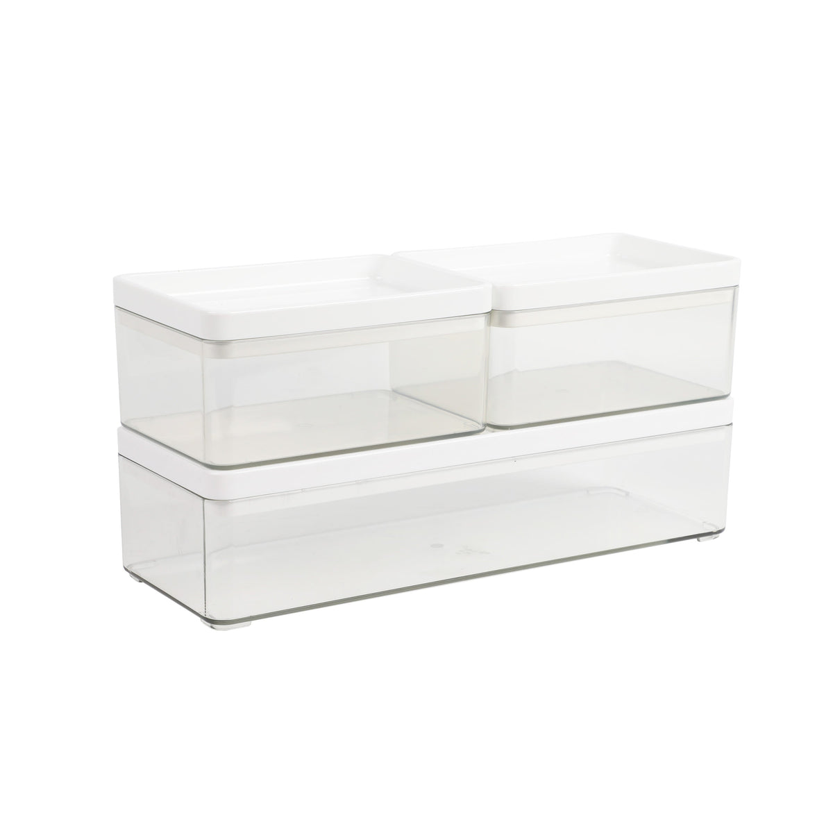 Clear/White Plastic Top |#| Premium Clear Plastic Storage Boxes with White Plastic Lids-3 Pack