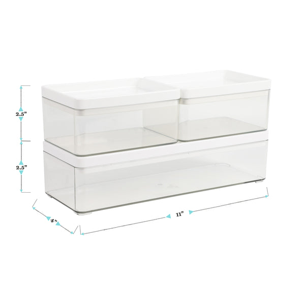 Clear/White Plastic Top |#| Premium Clear Plastic Storage Boxes with White Plastic Lids-3 Pack