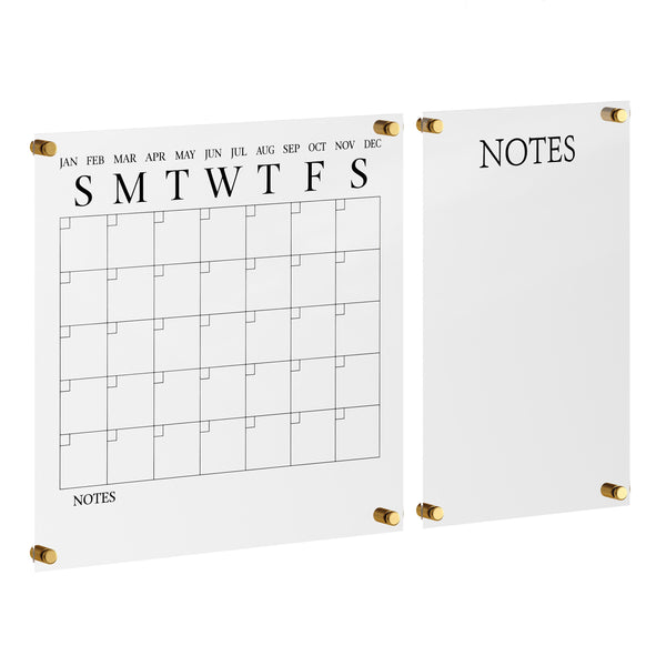 Clear/Black |#| Premium Clear Acrylic Monthly Wall Calendar and Notes Board with Black Printing