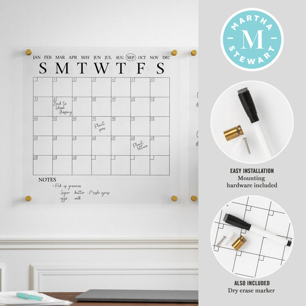 Clear/Black |#| Premium Clear Acrylic Monthly Wall Calendar and Notes Board with Black Printing