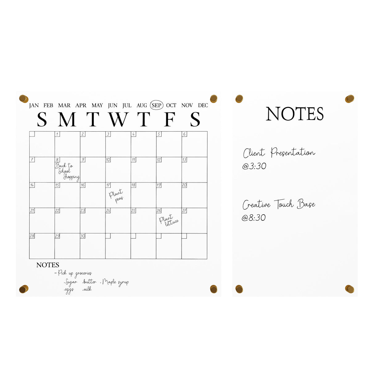 Clear/Black |#| Premium Clear Acrylic Monthly Wall Calendar and Notes Board with Black Printing