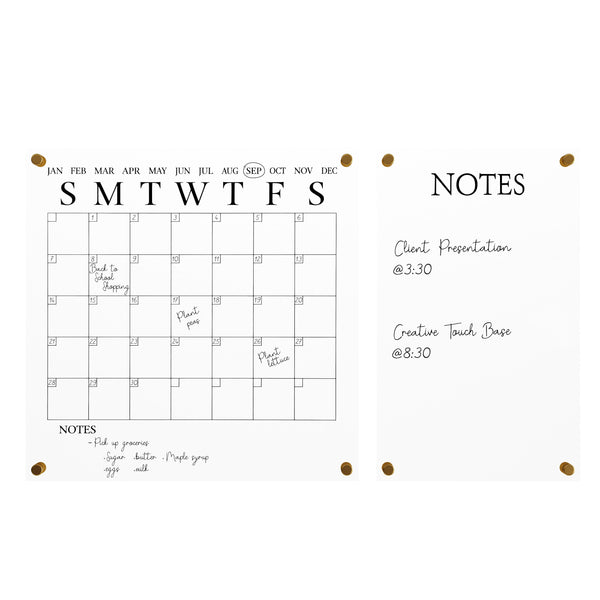 Clear/Black |#| Premium Clear Acrylic Monthly Wall Calendar and Notes Board with Black Printing