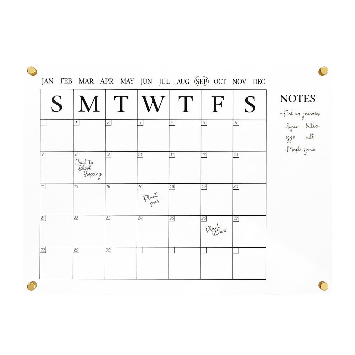 Clear/Black |#| Premium Clear Acrylic Monthly Wall Calendar with Notes Section & Black Printing