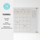 Clear/Gold |#| Premium Clear Acrylic Monthly Wall Calendar with Notes Section and Gold Printing