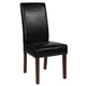 Black LeatherSoft |#| Black LeatherSoft Upholstered Parsons Chair w/Panel Stitching &Mahogany Legs