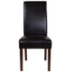 Brown LeatherSoft |#| Brown LeatherSoft Upholstered Parsons Chair w/Panel Stitching &Mahogany Legs