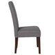 Light Gray Fabric |#| Lt Gray Fabric Upholstered Parsons Chair with Panel Stitching and Mahogany Legs