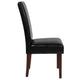 Black LeatherSoft |#| Black LeatherSoft Upholstered Parsons Chair w/Panel Stitching &Mahogany Legs