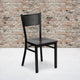 Mahogany Wood Seat/Black Metal Frame |#| Black Grid Back Metal Restaurant Chair with Mahogany Wood Seat