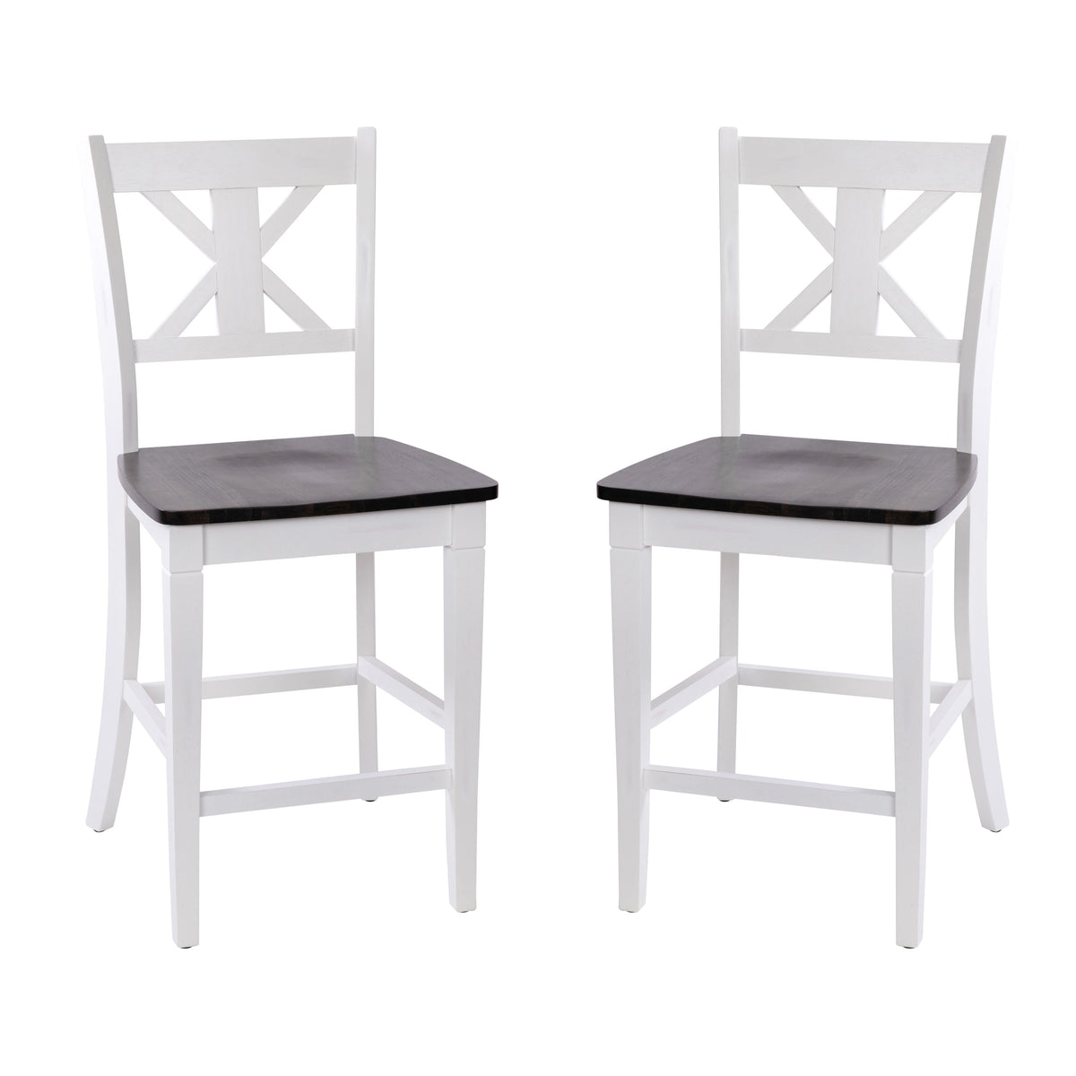 White Wash |#| Commercial Grade Wooden Counter Height Stool in Antique White Wash, Set of 2
