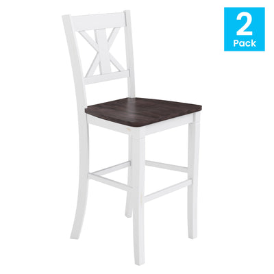 Gwendolyn Set of 2 Commercial Grade Solid Wood Modern Farmhouse Counter Height Barstool - View 2