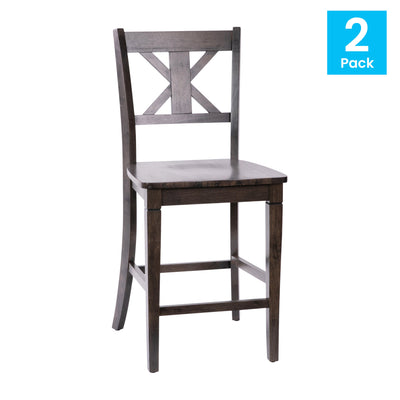 Gwendolyn Set of 2 Commercial Grade Solid Wood Modern Farmhouse Counter Height Barstool - View 2