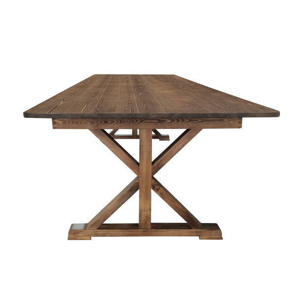 Antique Rustic |#| Solid Pine Farm Dining Table with X-Style Legs in Antique Rustic - 7' x 40inch