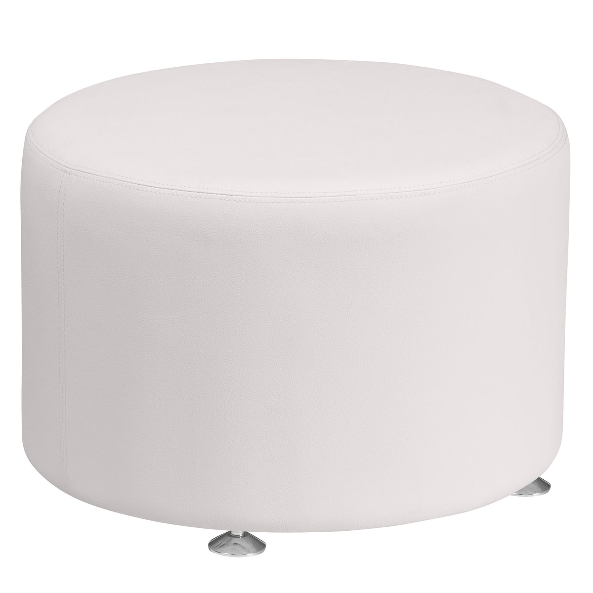 Melrose White |#| White LeatherSoft 24inch Round Ottoman - Reception and Home Office Furniture
