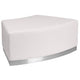 Melrose White |#| White LeatherSoft Backless Convex Chair with Brushed Stainless Steel Base