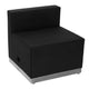 Black |#| Black LeatherSoft Chair w/Brushed Stainless Steel Base - Reception Furniture