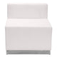 Melrose White |#| White LeatherSoft Chair w/Brushed Stainless Steel Base - Reception Furniture