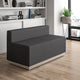 Black |#| Black LeatherSoft Loveseat with Stainless Steel Base - Reception Furniture