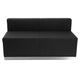 Black |#| Black LeatherSoft Loveseat with Stainless Steel Base - Reception Furniture