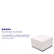 Melrose White |#| White LeatherSoft Ottoman with Stainless Steel Base - Reception Furniture