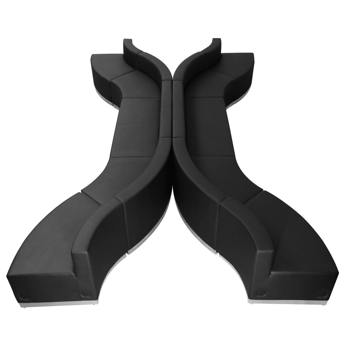 Black |#| 10 Pc Black LeatherSoft Modular Reception Configuration w/Taut Back &Seat