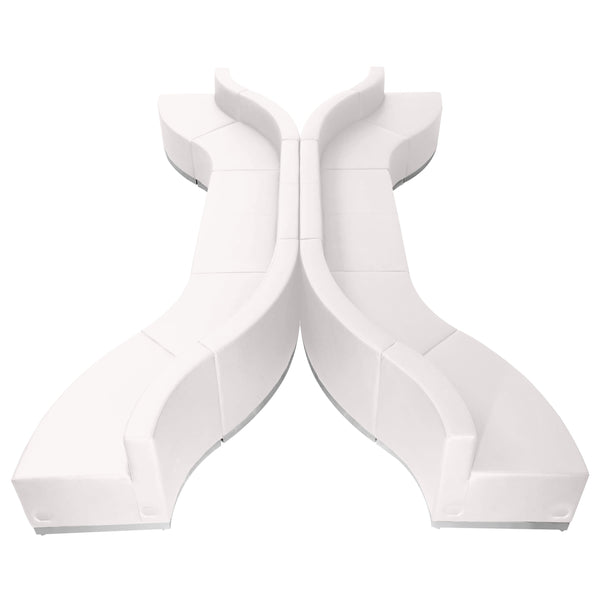 Melrose White |#| 10 PC White LeatherSoft Modular Reception Configuration w/Taut Back &Seat