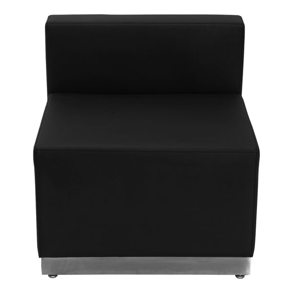 Black |#| 3 PC Black LeatherSoft Modular Reception Configuration w/Taut Back &Seat