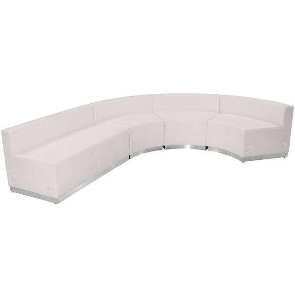 Melrose White |#| 4 PC White LeatherSoft Modular Reception Configuration w/Taut Back &Seat