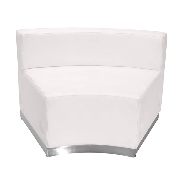 Melrose White |#| 4 PC White LeatherSoft Modular Reception Configuration w/Taut Back &Seat