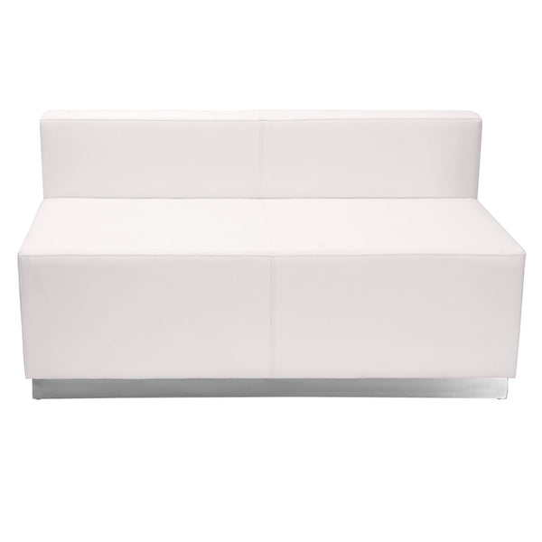 Melrose White |#| 4 PC White LeatherSoft Modular Reception Configuration w/Taut Back &Seat