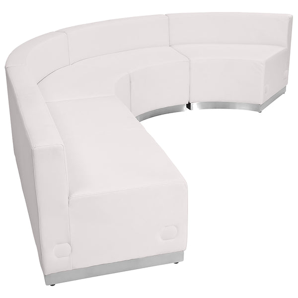 Melrose White |#| 4 PC White LeatherSoft Modular Reception Configuration w/Taut Back &Seat