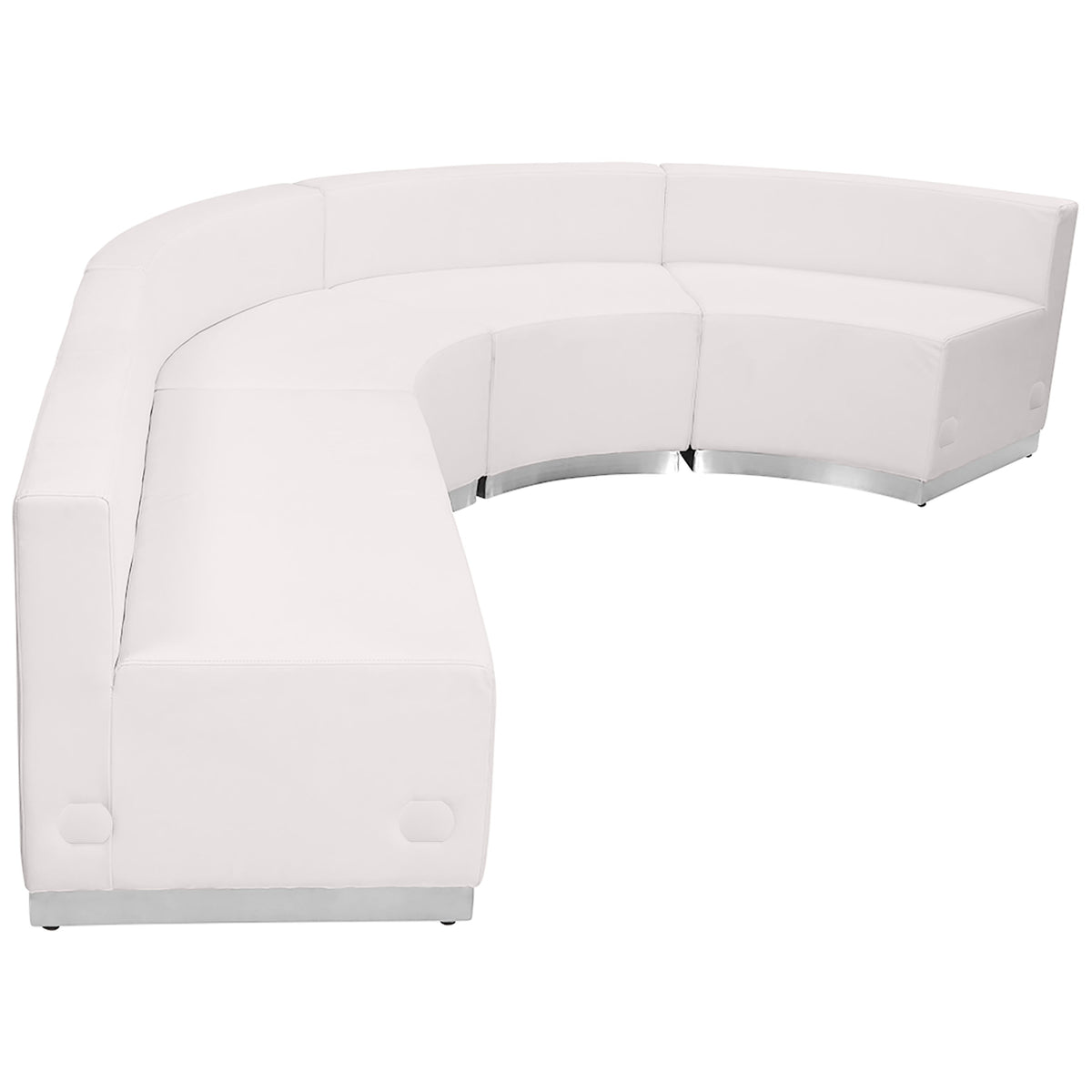 Melrose White |#| 4 PC White LeatherSoft Modular Reception Configuration w/Taut Back &Seat