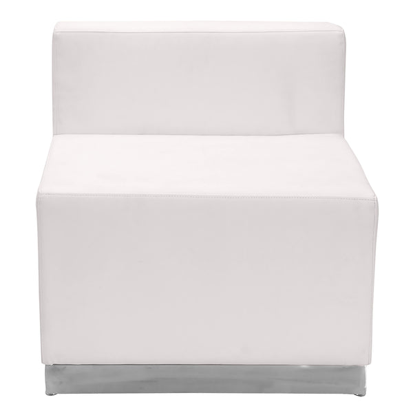 Melrose White |#| 5 PC White LeatherSoft Modular Reception Configuration w/Taut Back &Seat