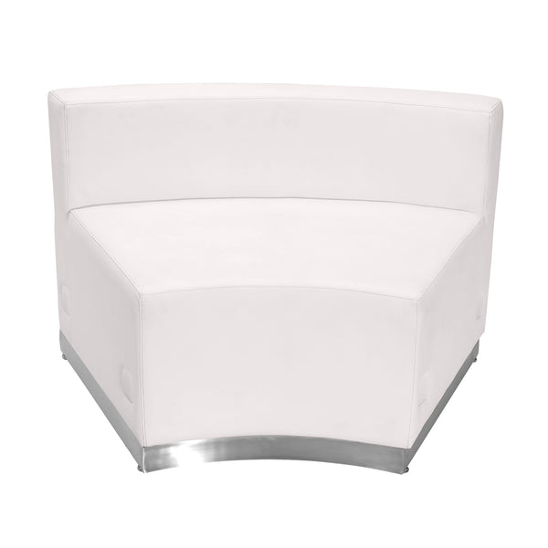 Melrose White |#| 5 PC White LeatherSoft Modular Reception Configuration w/Taut Back &Seat